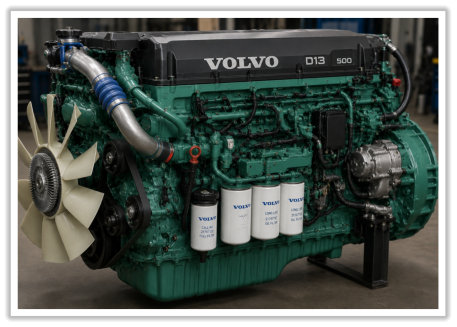 Picture of a Volvo engine showing that we work on those.